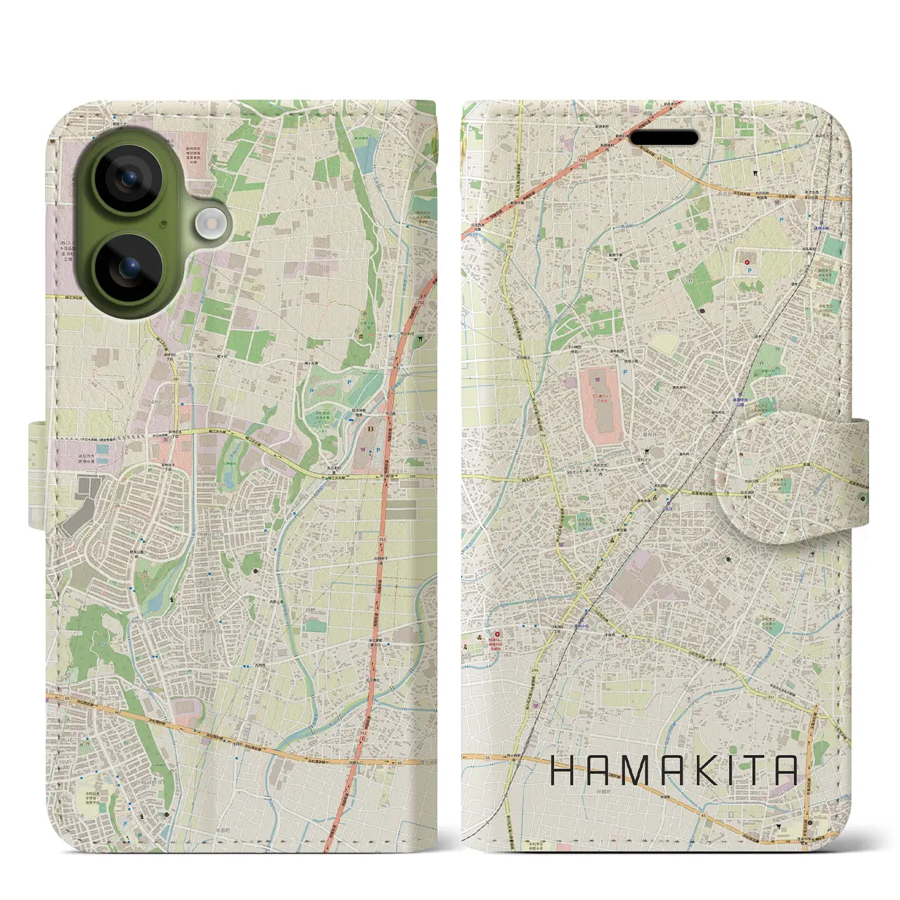 【浜北（静岡県）】地図柄iPhoneケース（手帳タイプ）