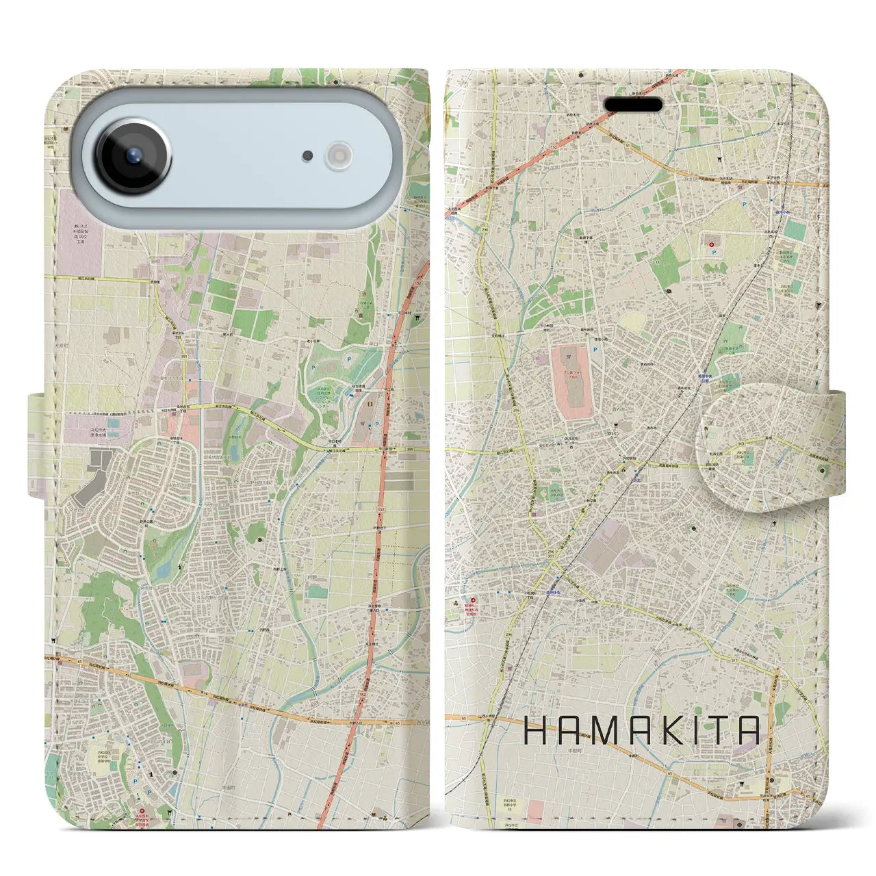 【浜北（静岡県）】地図柄iPhoneケース（手帳タイプ）