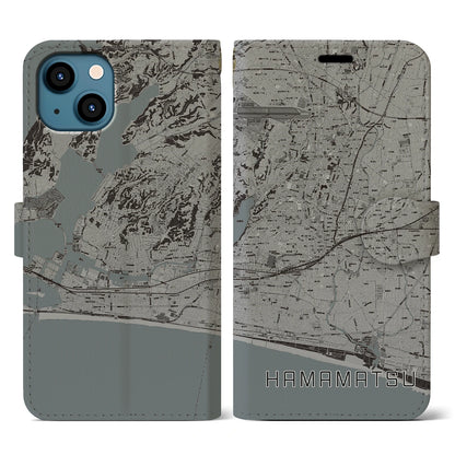 【浜松（静岡県）】地図柄iPhoneケース（手帳タイプ）モノトーン・iPhone 13 用