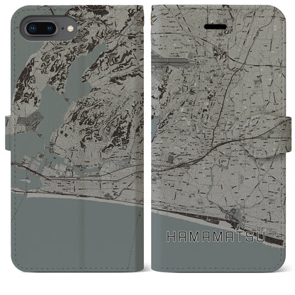 【浜松（静岡県）】地図柄iPhoneケース（手帳タイプ）モノトーン・iPhone 8Plus /7Plus / 6sPlus / 6Plus 用