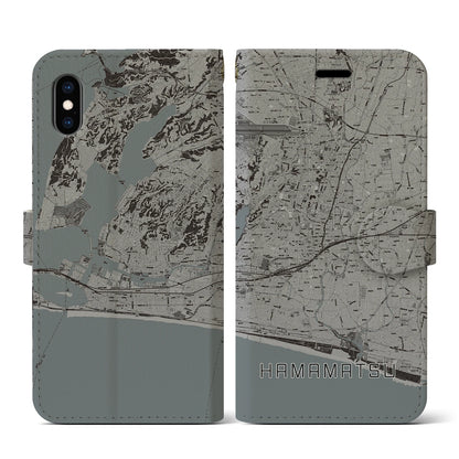 【浜松（静岡県）】地図柄iPhoneケース（手帳タイプ）モノトーン・iPhone XS / X 用