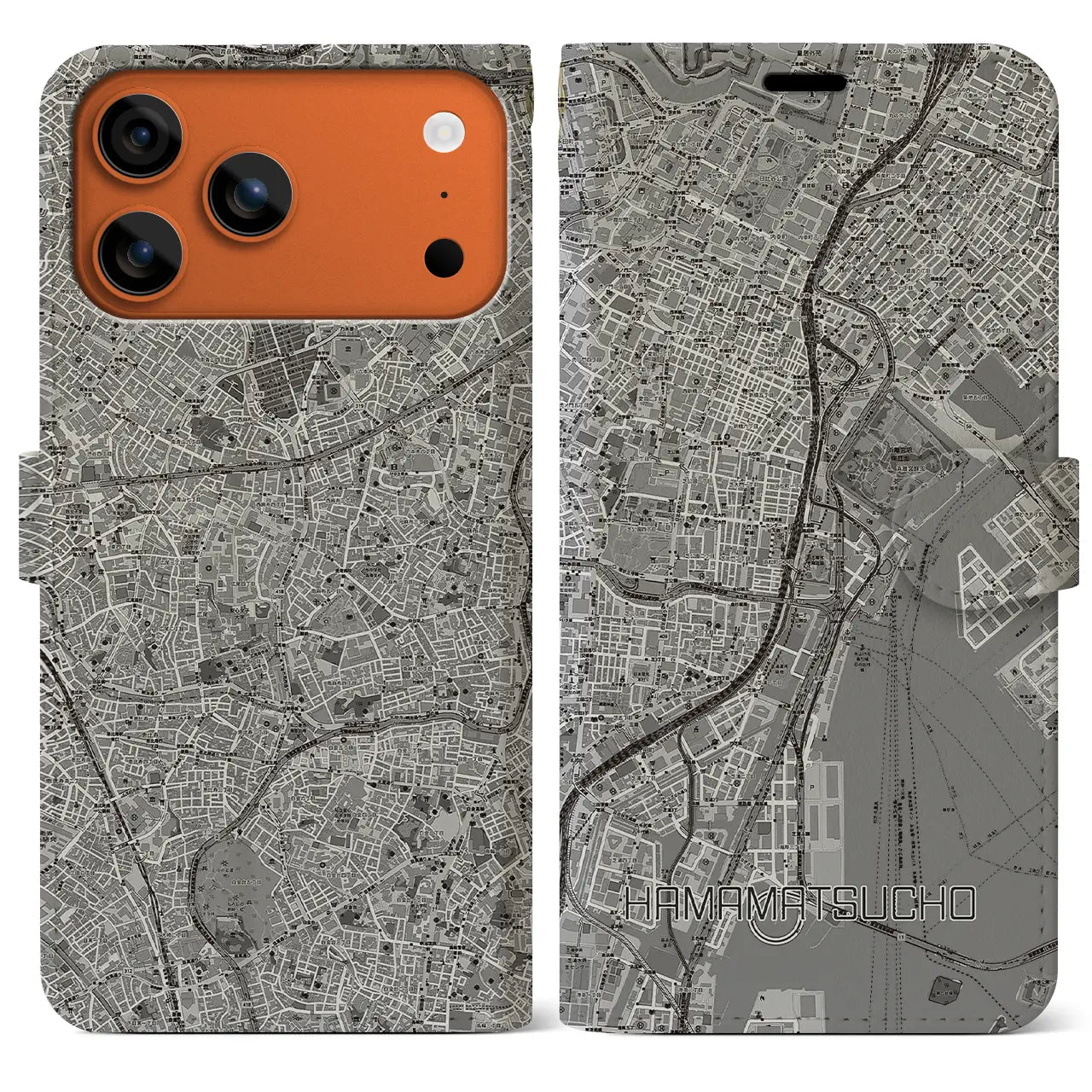 【浜松町（東京都）】地図柄iPhoneケース（手帳タイプ）