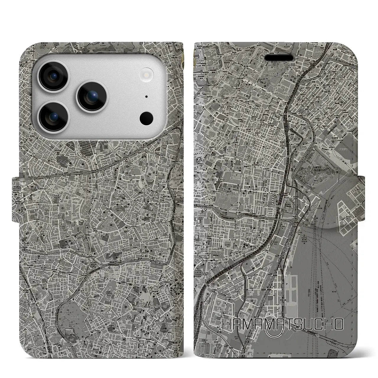 【浜松町（東京都）】地図柄iPhoneケース（手帳タイプ）