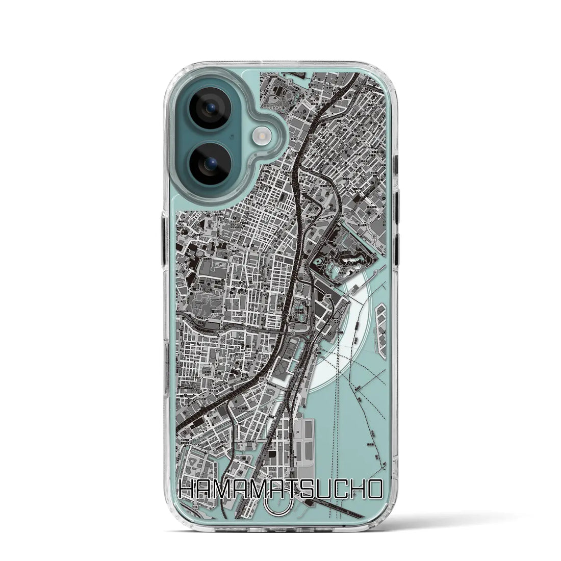 【浜松町（東京都）】地図柄iPhoneケース（MagSafeタイプ）モノトーン・iPhone 16 Pro 用