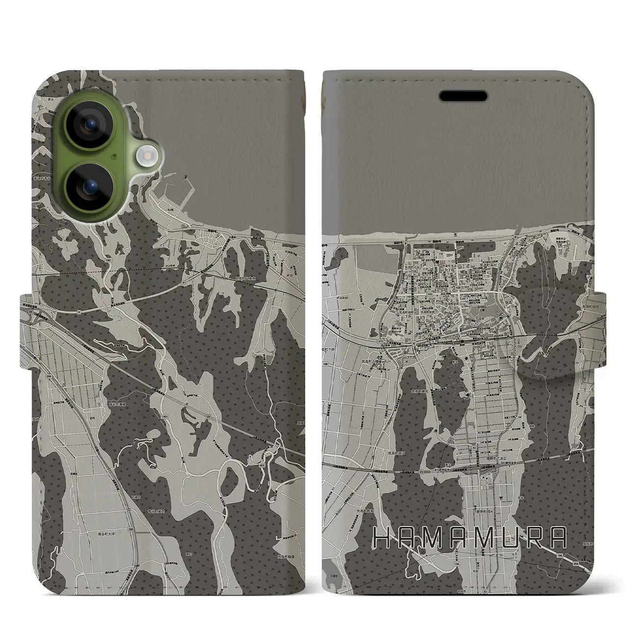 【浜村（鳥取県）】地図柄iPhoneケース（手帳タイプ）