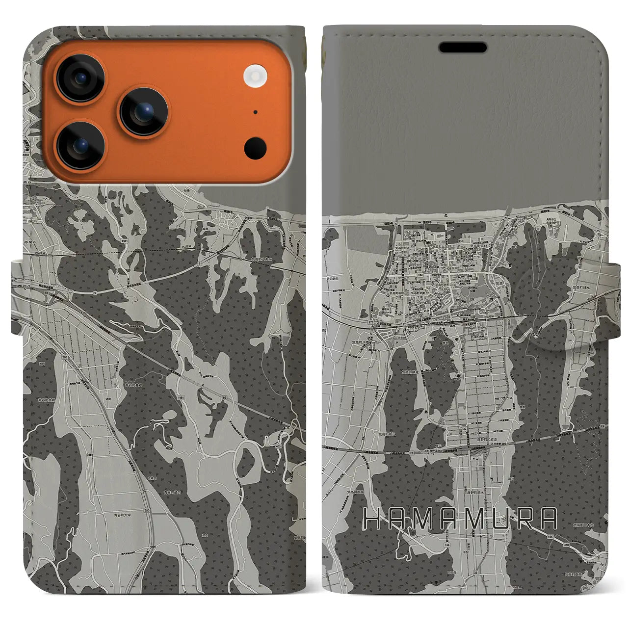 【浜村（鳥取県）】地図柄iPhoneケース（手帳タイプ）