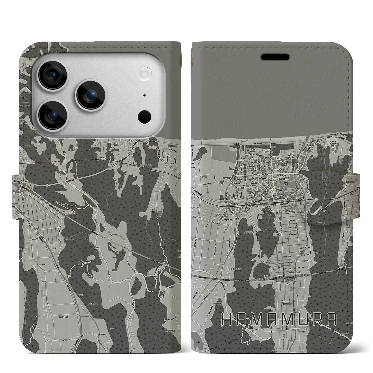 【浜村（鳥取県）】地図柄iPhoneケース（手帳タイプ）