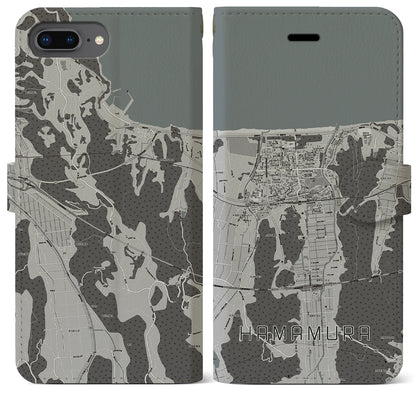 【浜村（鳥取県）】地図柄iPhoneケース（手帳タイプ）モノトーン・iPhone 8Plus /7Plus / 6sPlus / 6Plus 用