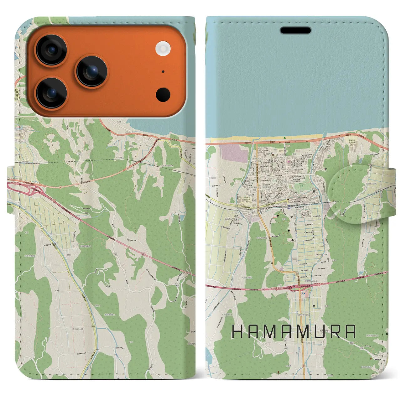 【浜村（鳥取県）】地図柄iPhoneケース（手帳タイプ）