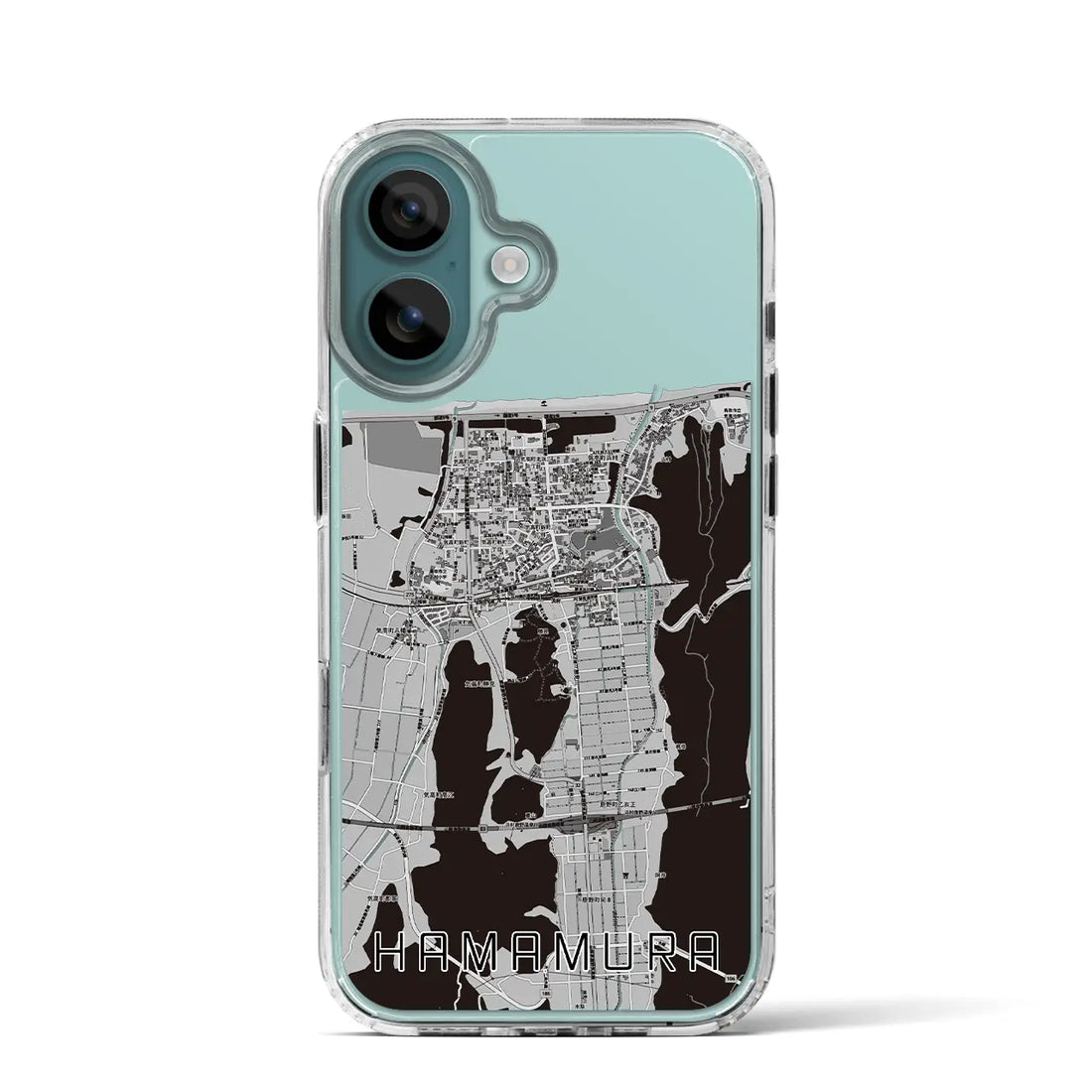 【浜村（鳥取県）】地図柄iPhoneケース（MagSafeタイプ）モノトーン・iPhone 16 Pro 用