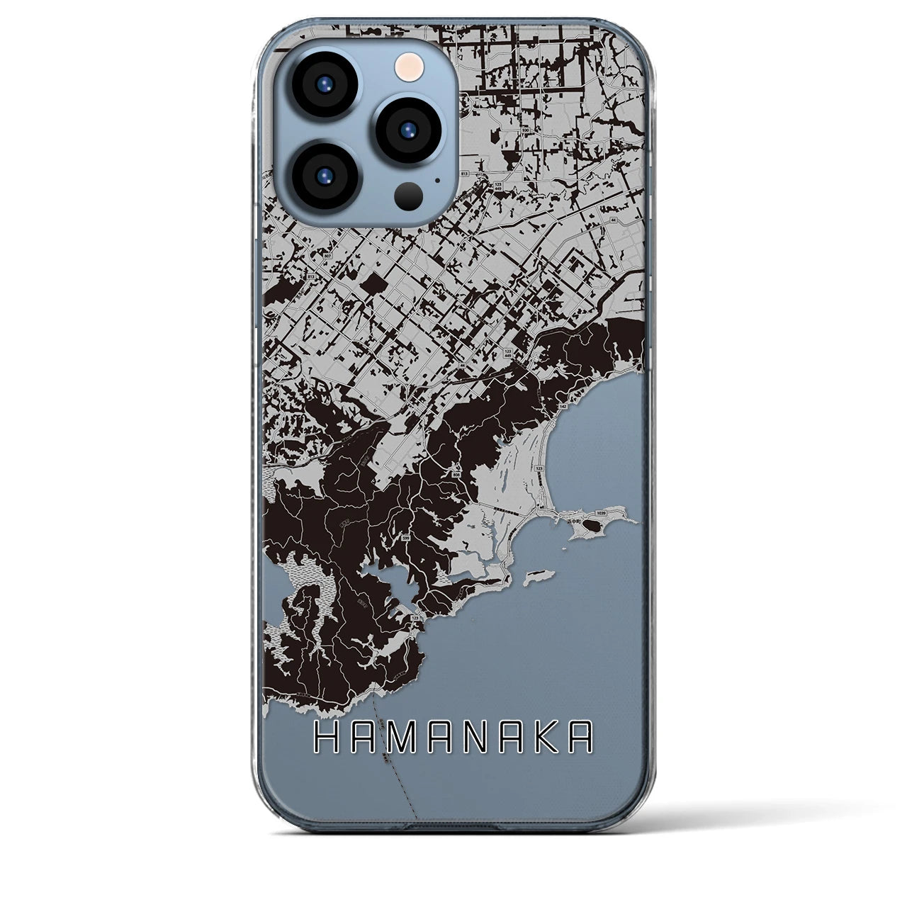 【浜中（北海道）】地図柄iPhoneケース（クリアタイプ）モノトーン・iPhone 13 Pro Max 用