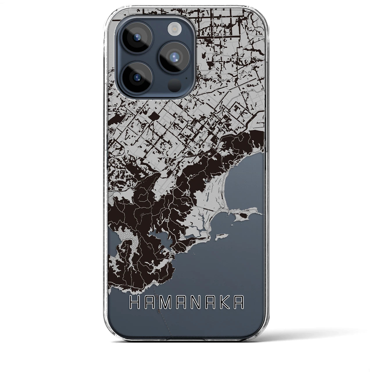 【浜中（北海道）】地図柄iPhoneケース（クリアタイプ）モノトーン・iPhone 15 Pro Max 用