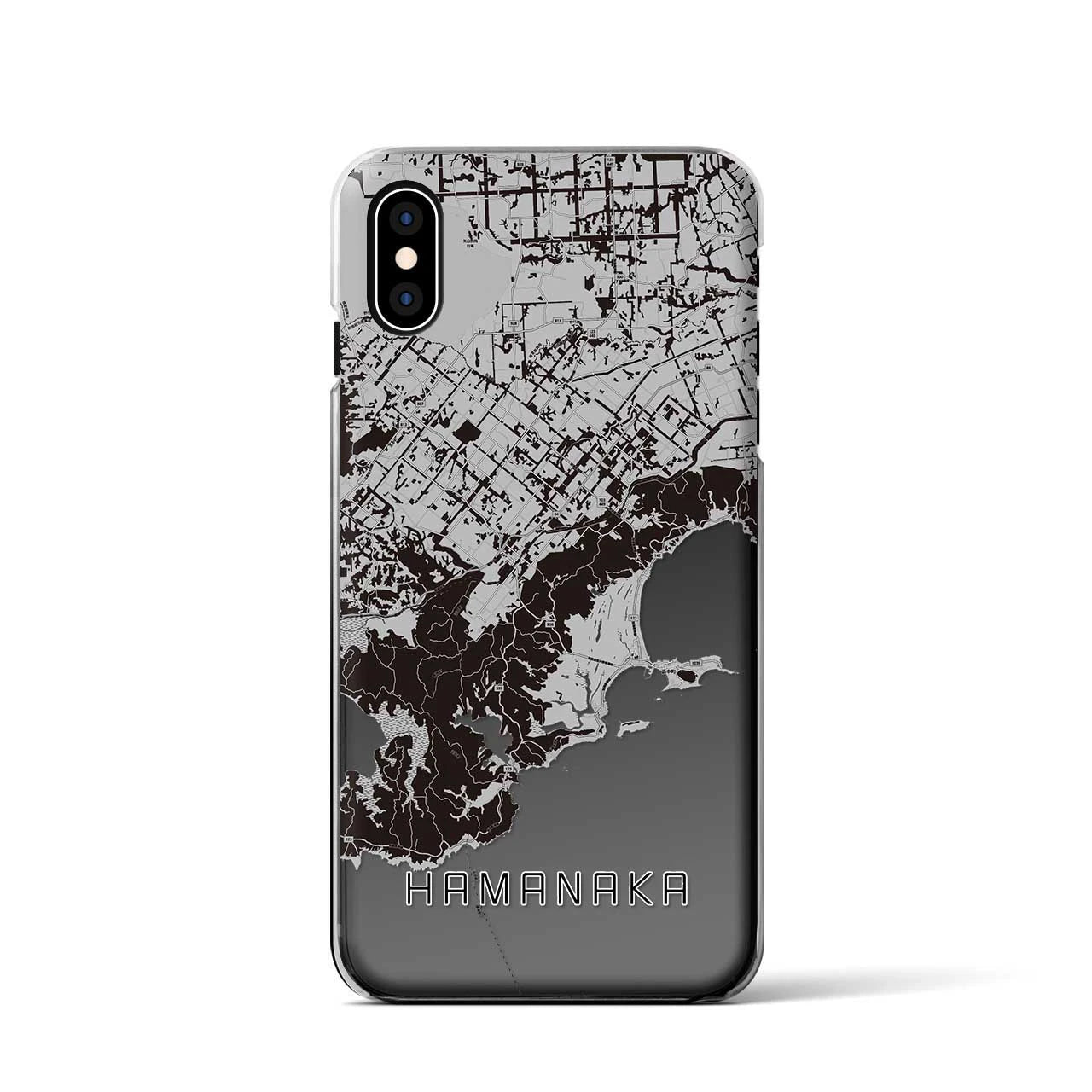 【浜中（北海道）】地図柄iPhoneケース（クリアタイプ）モノトーン・iPhone XS / X 用