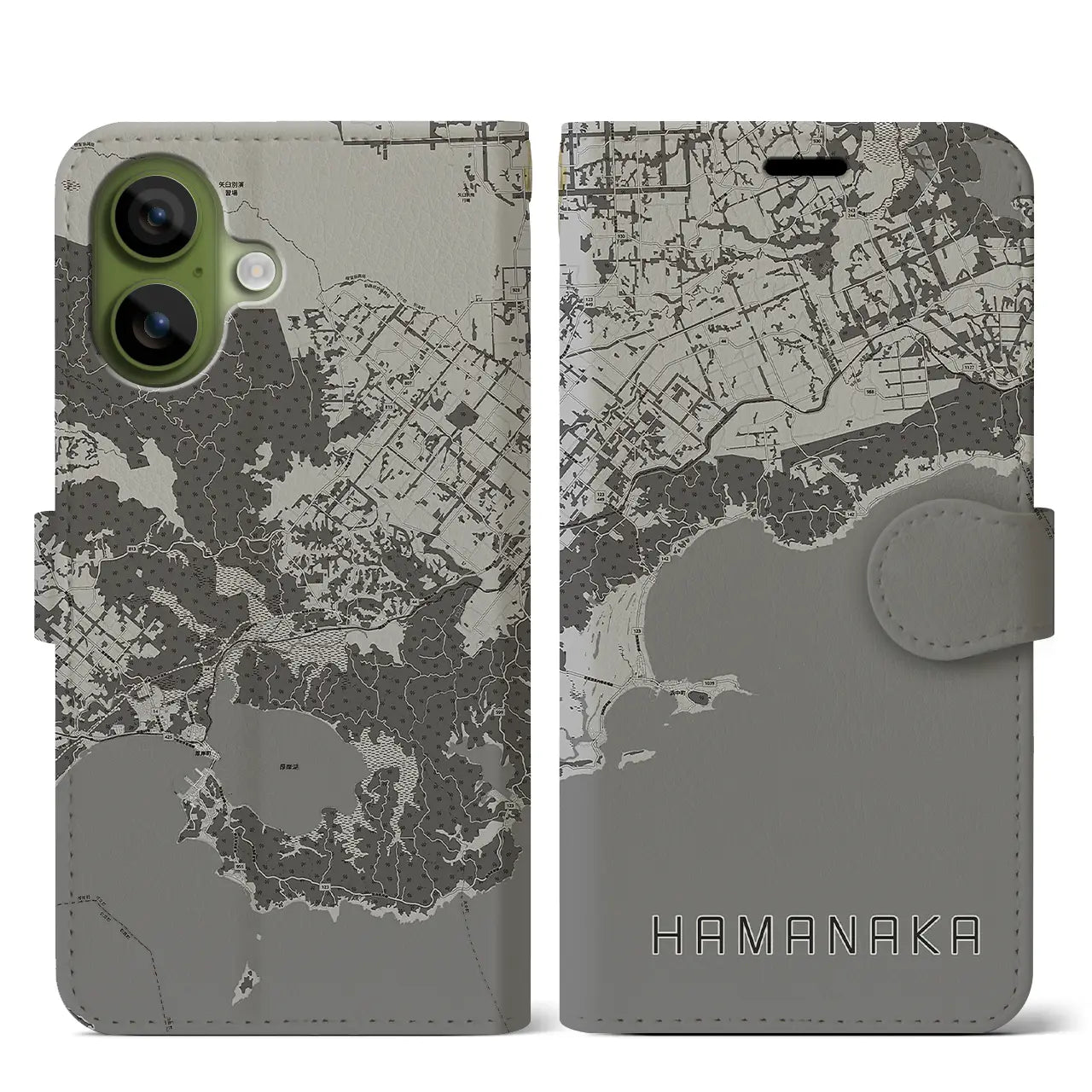 【浜中（北海道）】地図柄iPhoneケース（手帳タイプ）