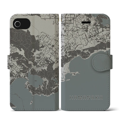 【浜中（北海道）】地図柄iPhoneケース（手帳タイプ）モノトーン・iPhone SE（第3 / 第2世代） / 8 / 7 / 6s / 6 用