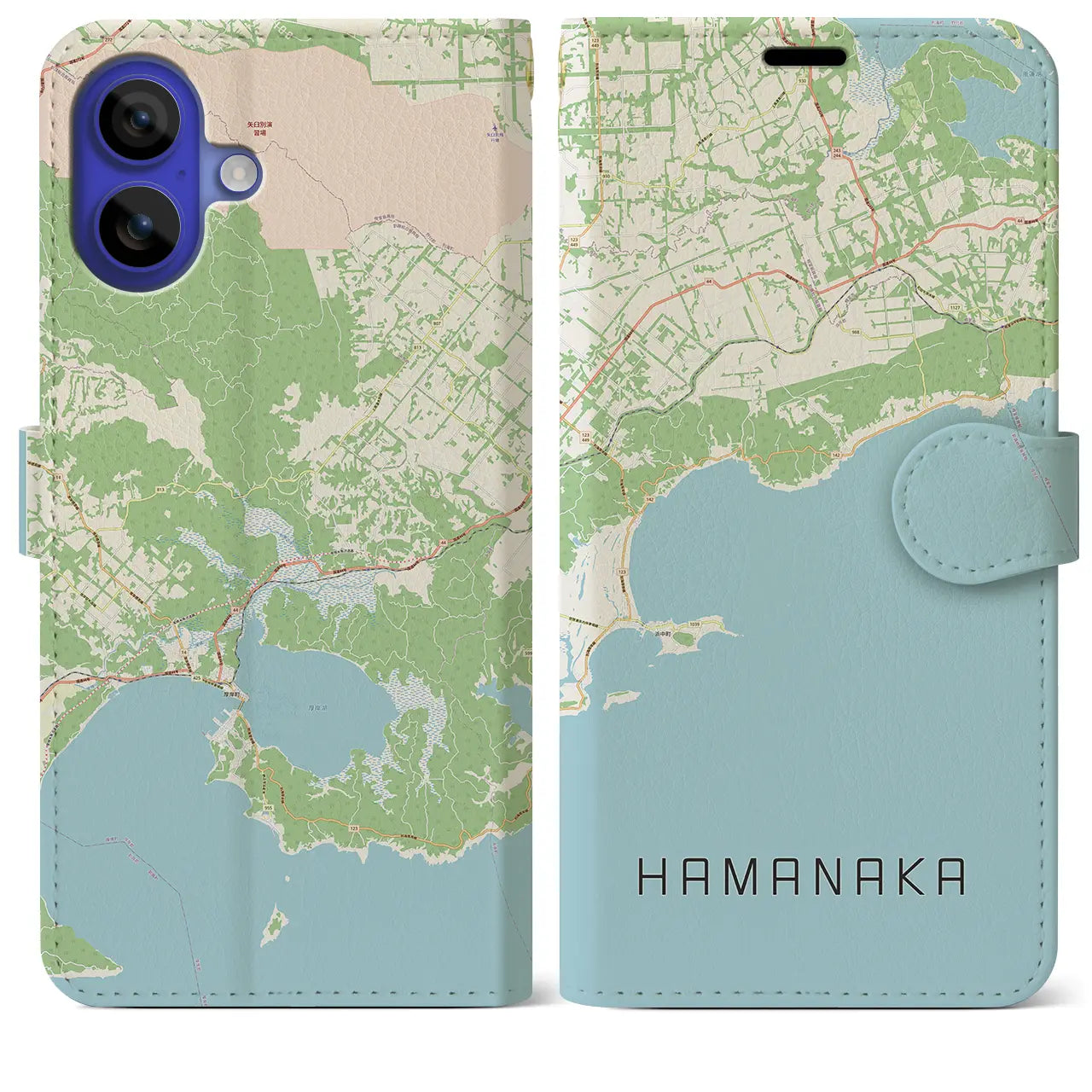 【浜中（北海道）】地図柄iPhoneケース（手帳タイプ）ナチュラル・iPhone 16 Pro Max 用