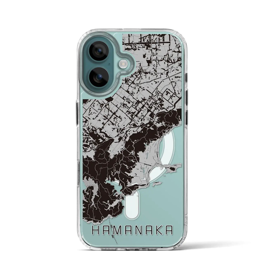 【浜中（北海道）】地図柄iPhoneケース（MagSafeタイプ）モノトーン・iPhone 16 Pro 用