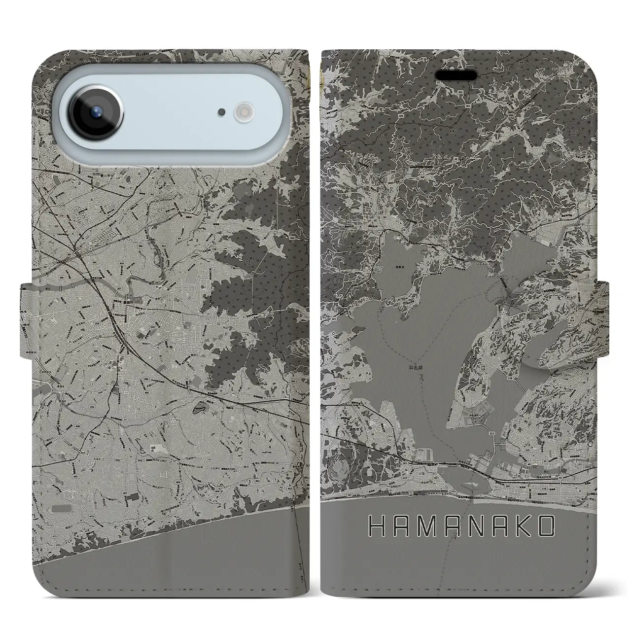 【浜名湖（静岡県）】地図柄iPhoneケース（手帳タイプ）