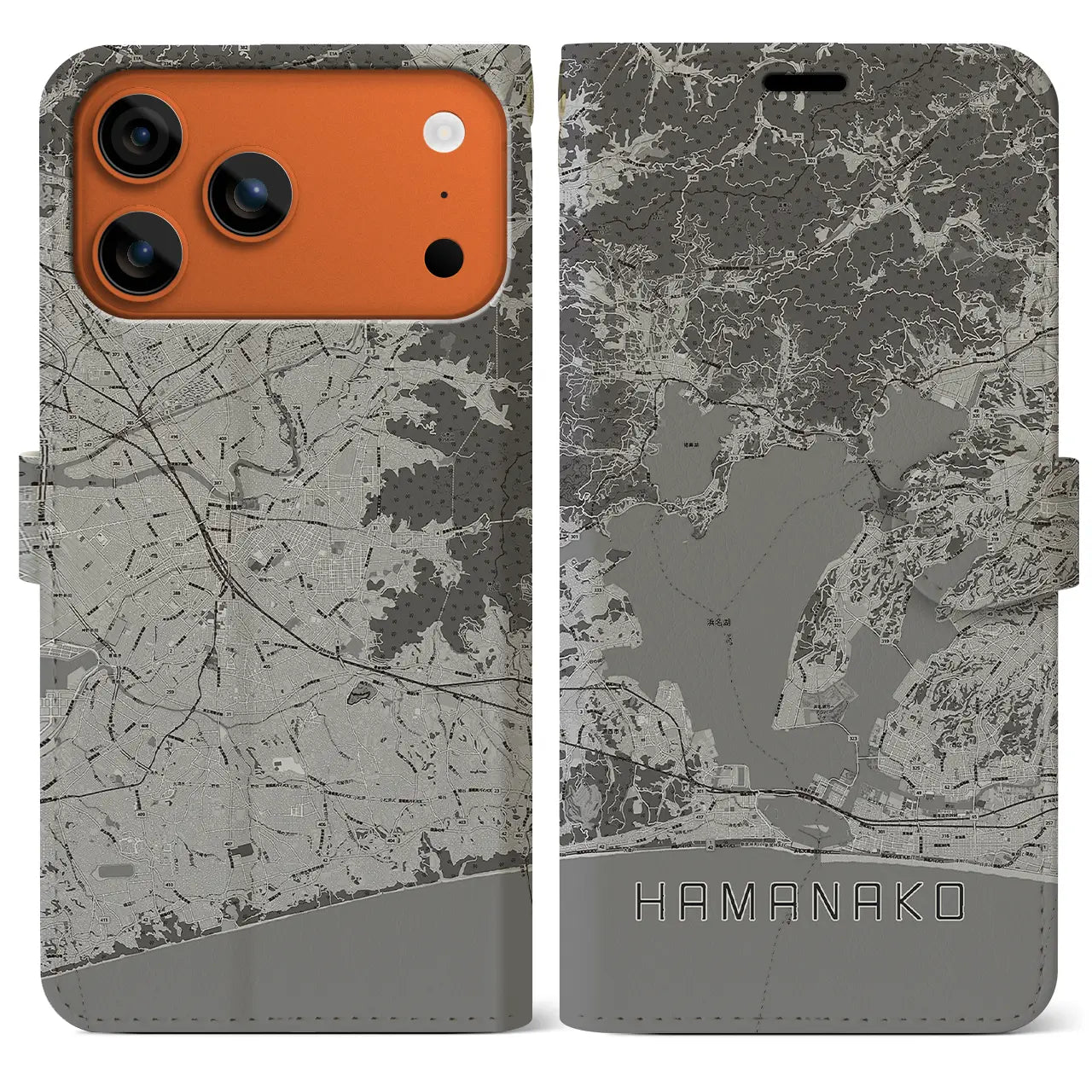 【浜名湖（静岡県）】地図柄iPhoneケース（手帳タイプ）