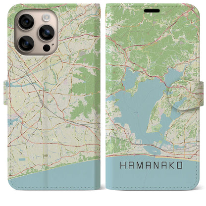 【浜名湖（静岡県）】地図柄iPhoneケース（手帳タイプ）ナチュラル・iPhone 16 Plus 用