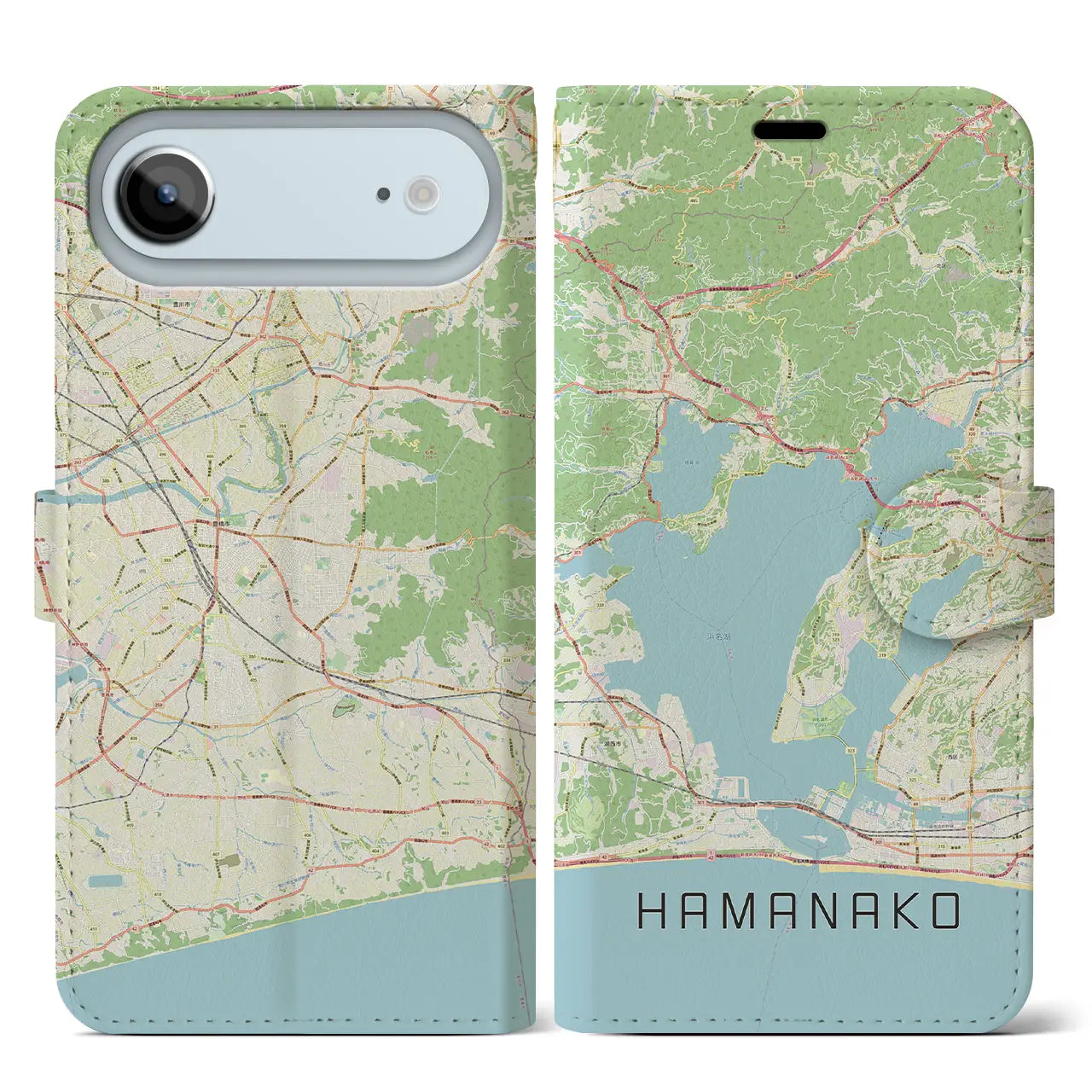 【浜名湖（静岡県）】地図柄iPhoneケース（手帳タイプ）