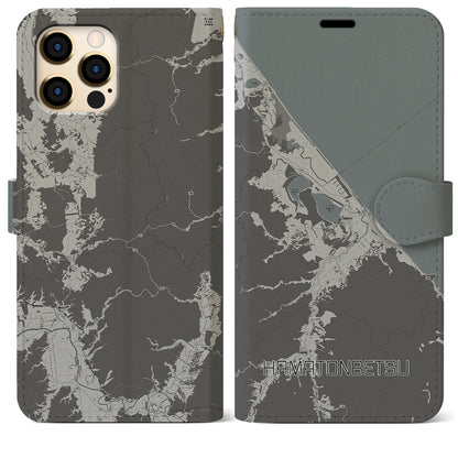 【浜頓別（北海道）】地図柄iPhoneケース（手帳タイプ）モノトーン・iPhone 12 Pro Max 用