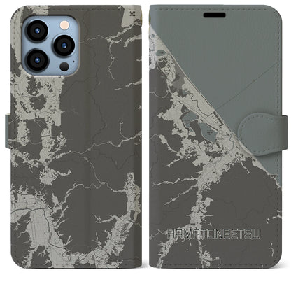 【浜頓別（北海道）】地図柄iPhoneケース（手帳タイプ）モノトーン・iPhone 13 Pro Max 用