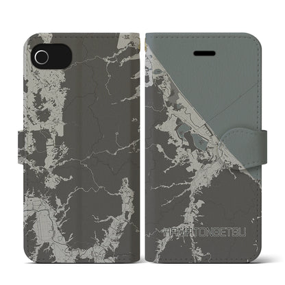 【浜頓別（北海道）】地図柄iPhoneケース（手帳タイプ）モノトーン・iPhone SE（第3 / 第2世代） / 8 / 7 / 6s / 6 用