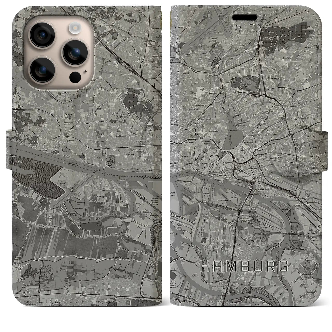 【ハンブルク（ドイツ）】地図柄iPhoneケース（手帳タイプ）