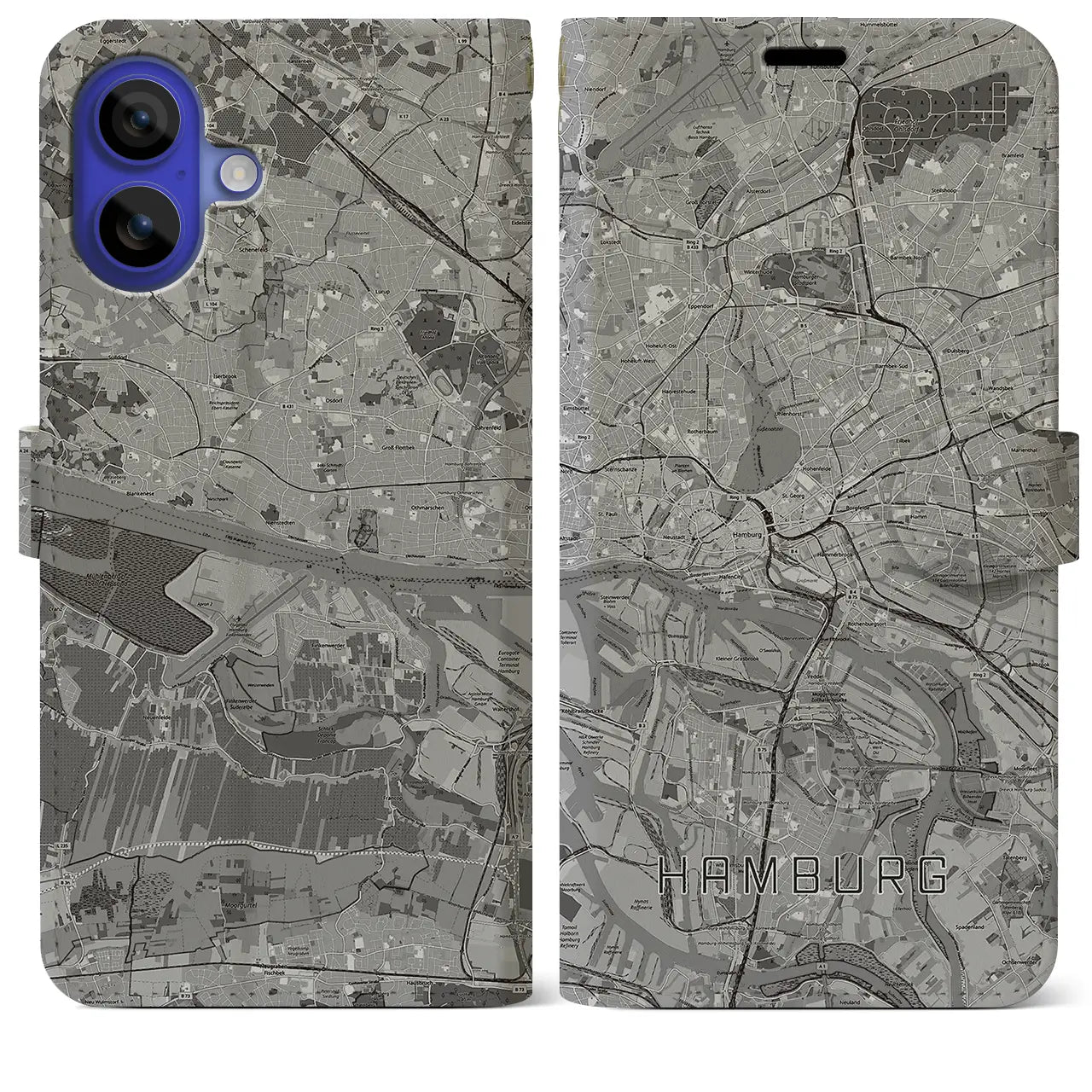 【ハンブルク（ドイツ）】地図柄iPhoneケース（手帳タイプ）