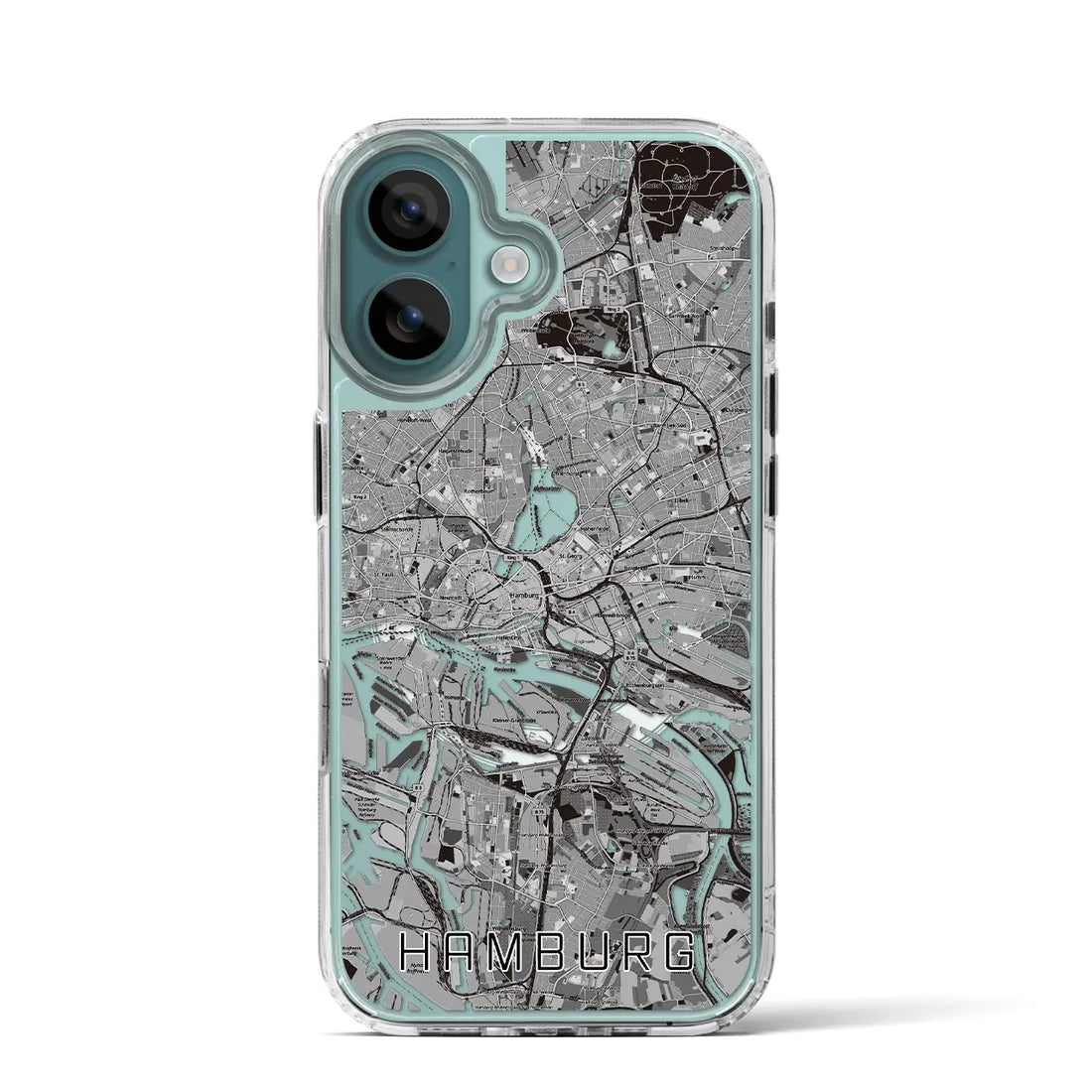 【ハンブルク（ドイツ）】地図柄iPhoneケース（MagSafeタイプ）モノトーン・iPhone 16 Pro 用