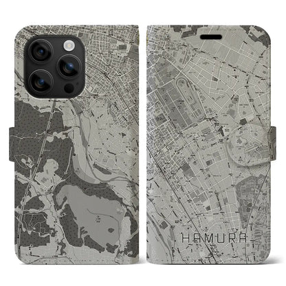 【羽村（東京都）】地図柄iPhoneケース（手帳タイプ）モノトーン・iPhone 16 用