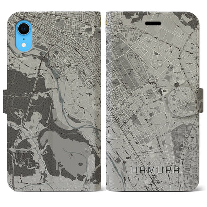 【羽村（東京都）】地図柄iPhoneケース（手帳タイプ）モノトーン・iPhone XR 用
