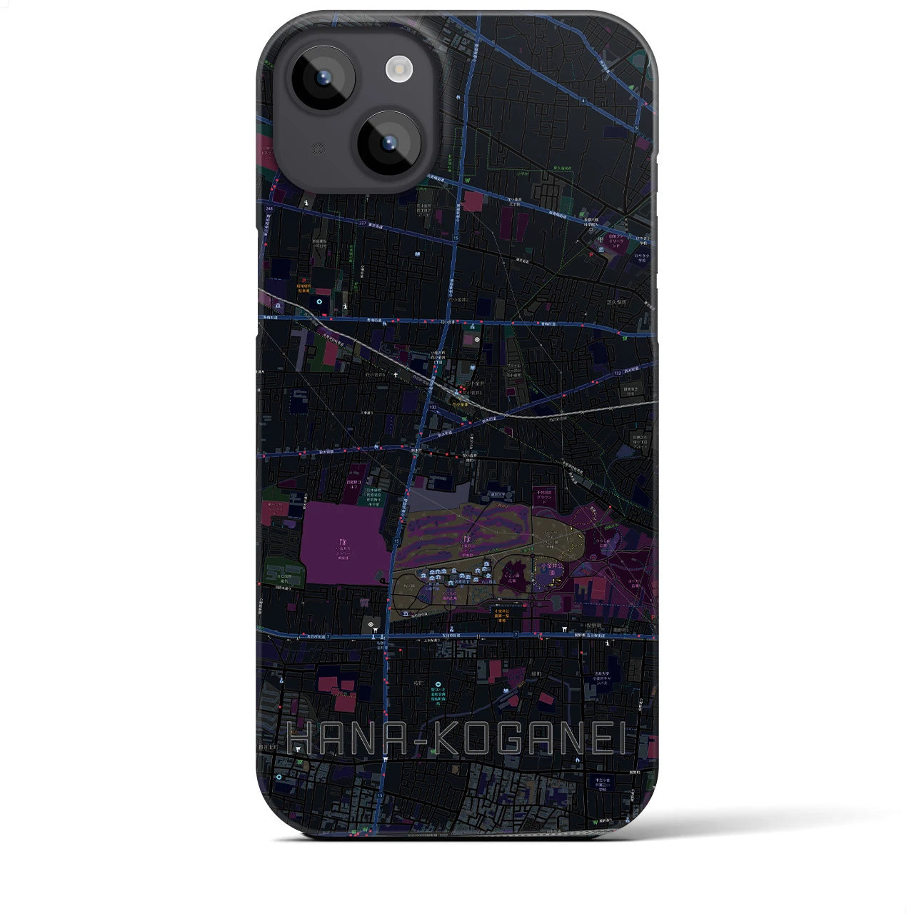 【花小金井（東京都）】地図柄iPhoneケース（バックカバータイプ）