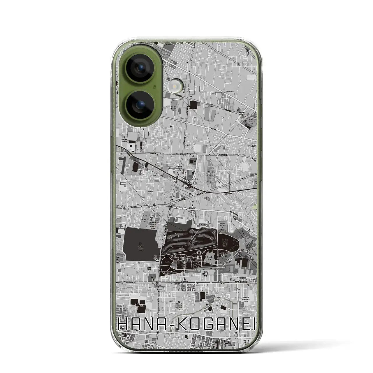 【花小金井（東京都）】地図柄iPhoneケース（クリアタイプ）