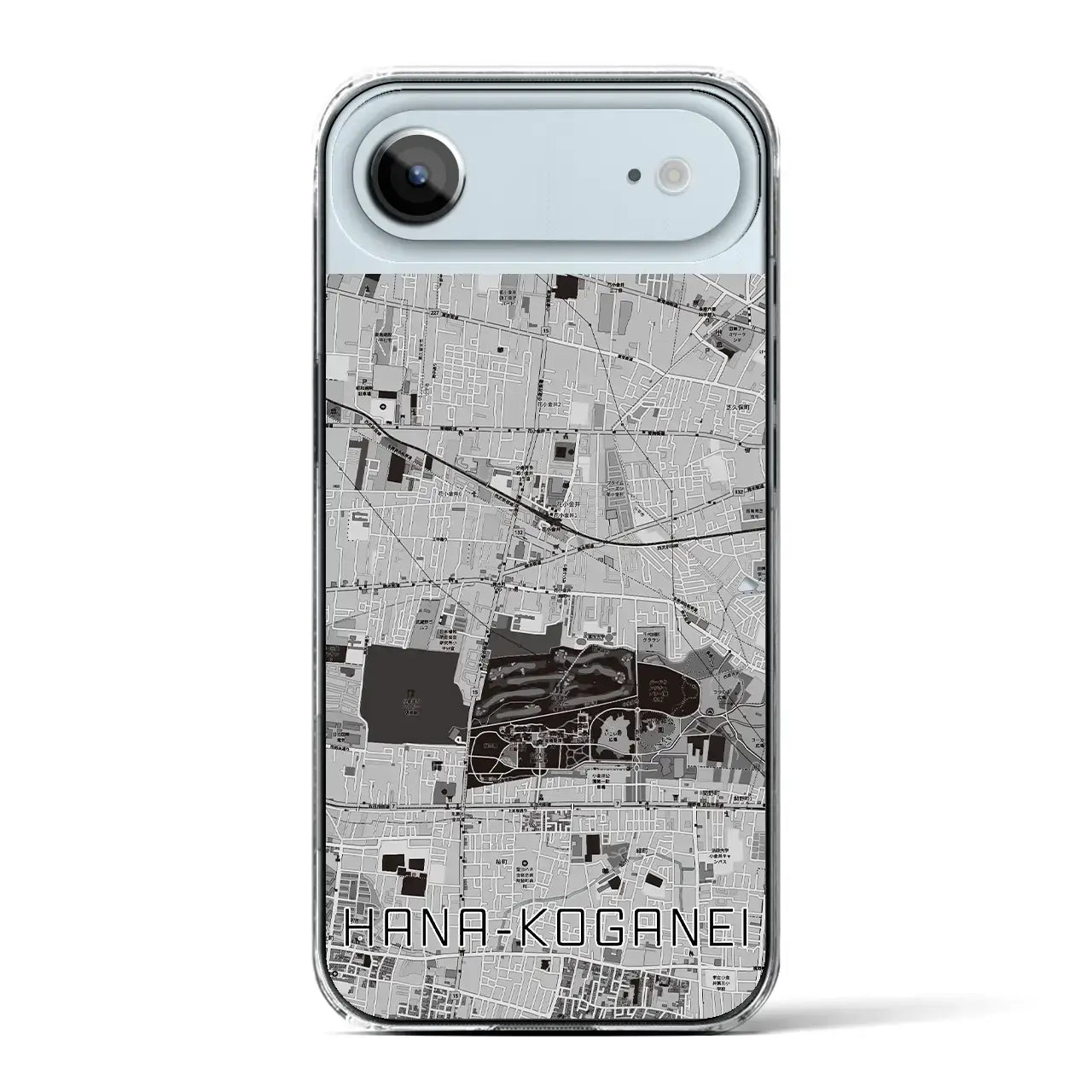 【花小金井（東京都）】地図柄iPhoneケース（クリアタイプ）モノトーン・iPhone 17 Pro Max 用