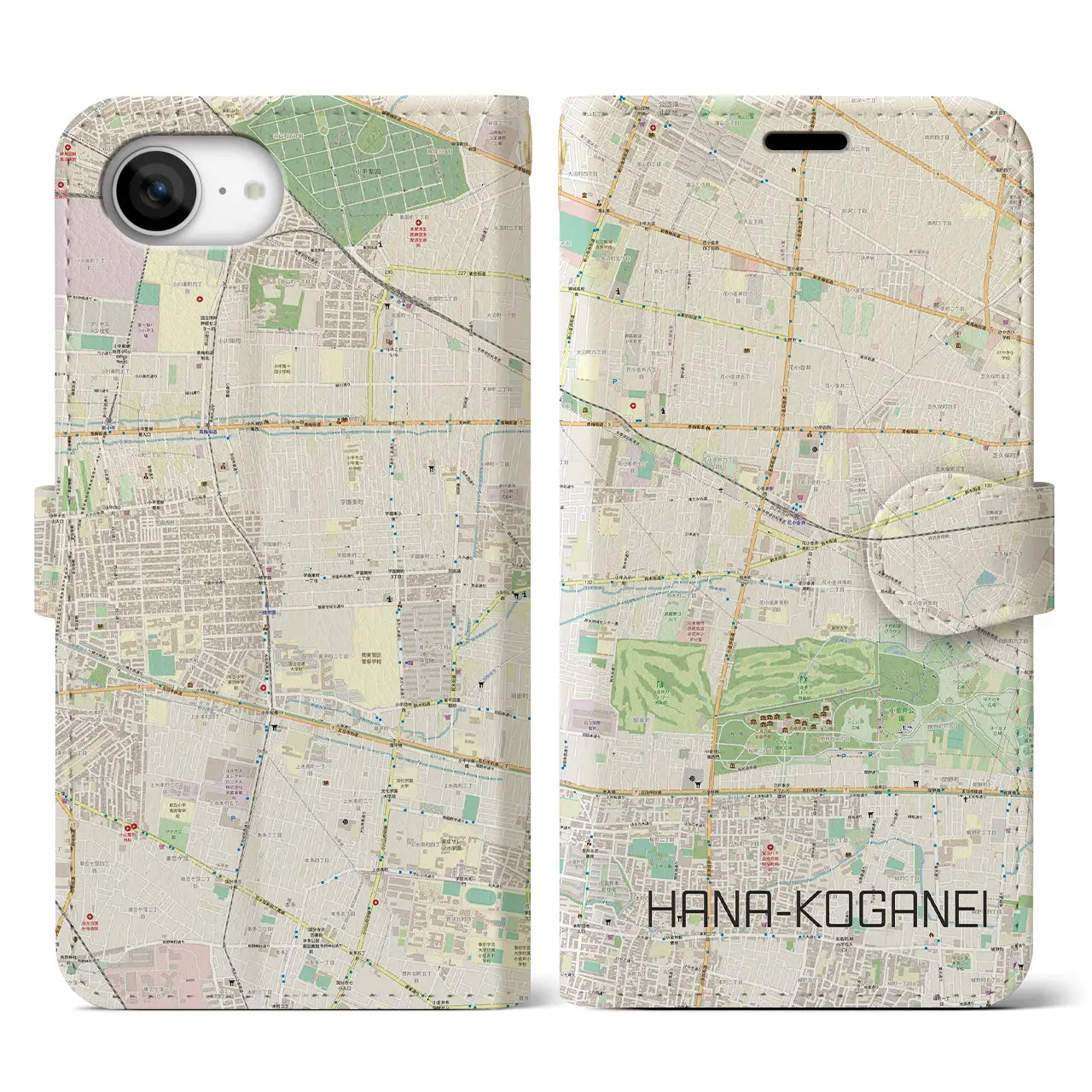 【花小金井（東京都）】地図柄iPhoneケース（手帳タイプ）