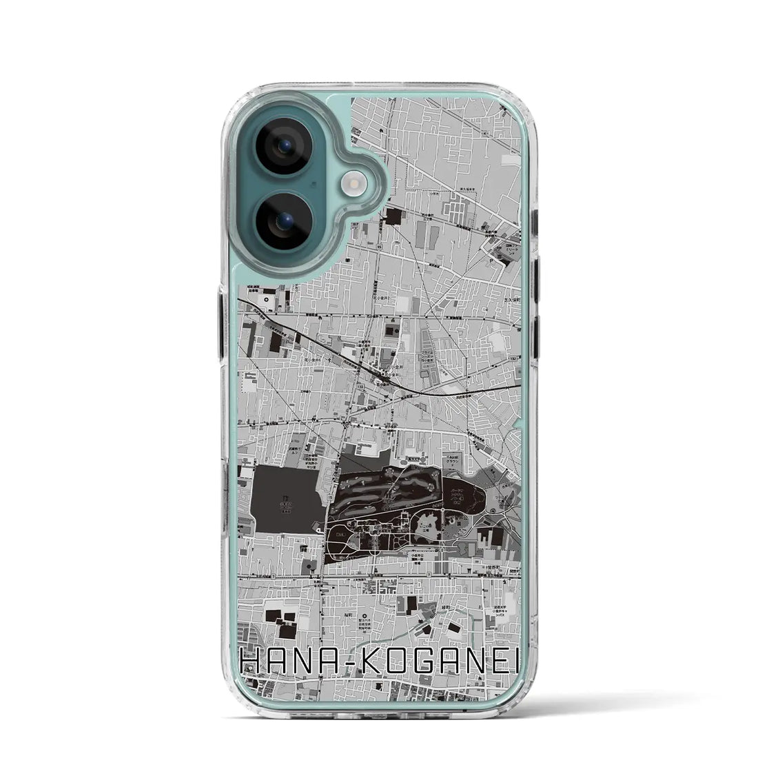 【花小金井（東京都）】地図柄iPhoneケース（MagSafeタイプ）モノトーン・iPhone 16 Pro 用