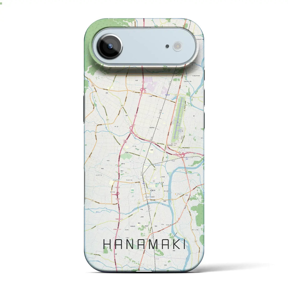 【花巻(岩手県)】地図柄iPhoneケース(バックカバータイプ)ブラック・iPhone 17 Pro Max 用