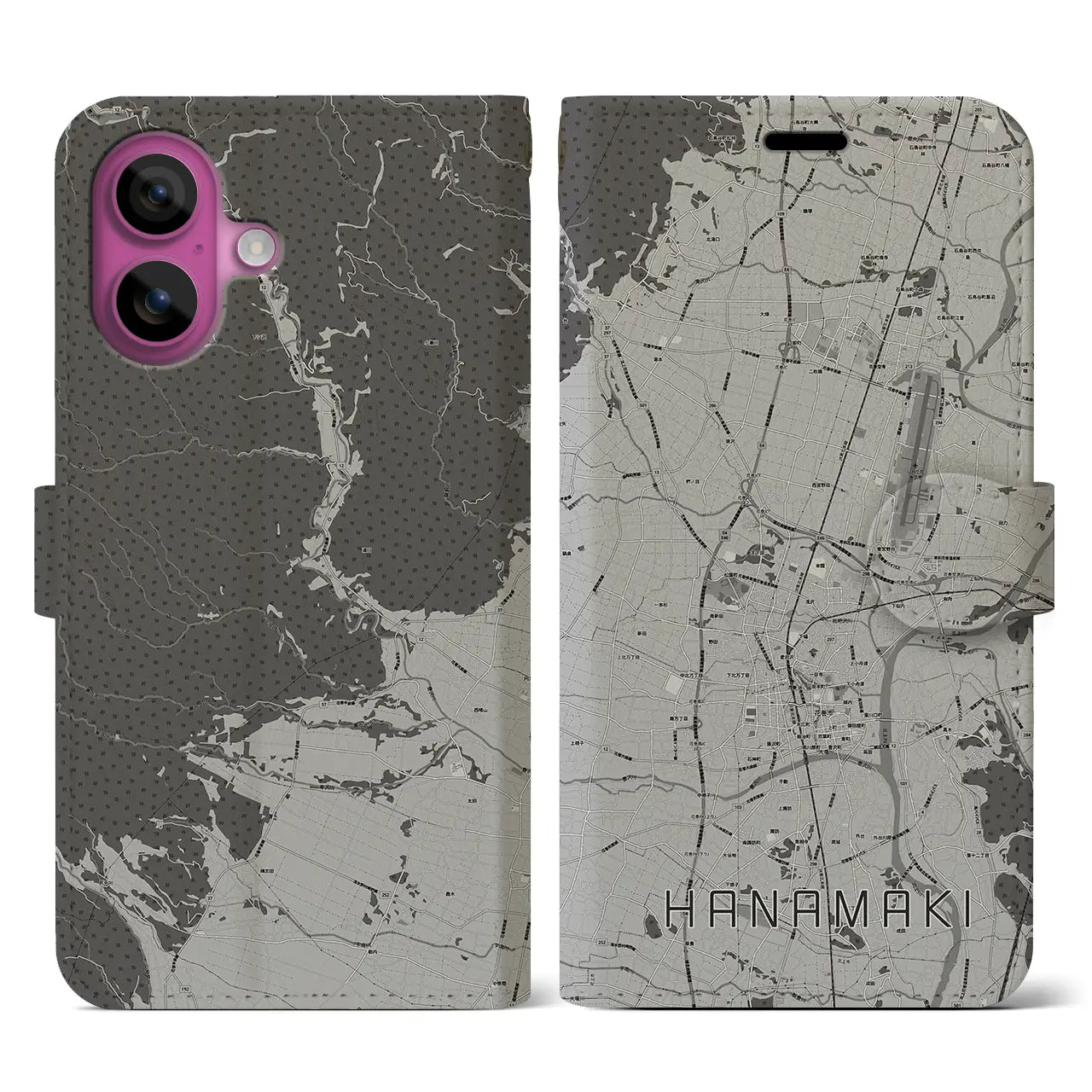 【花巻（岩手県）】地図柄iPhoneケース（手帳タイプ）