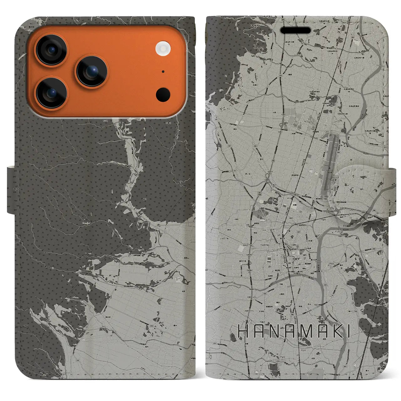 【花巻（岩手県）】地図柄iPhoneケース（手帳タイプ）