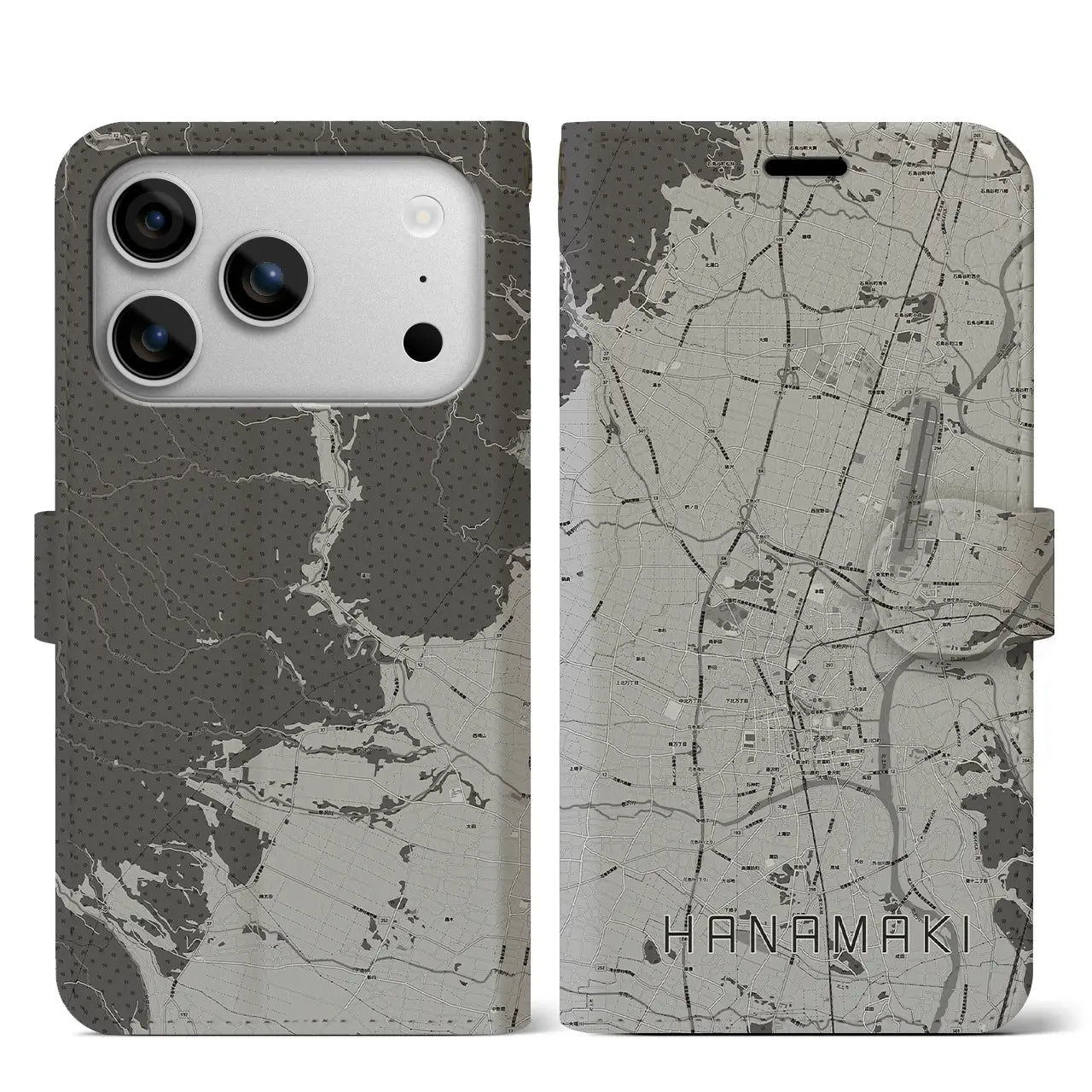 【花巻（岩手県）】地図柄iPhoneケース（手帳タイプ）