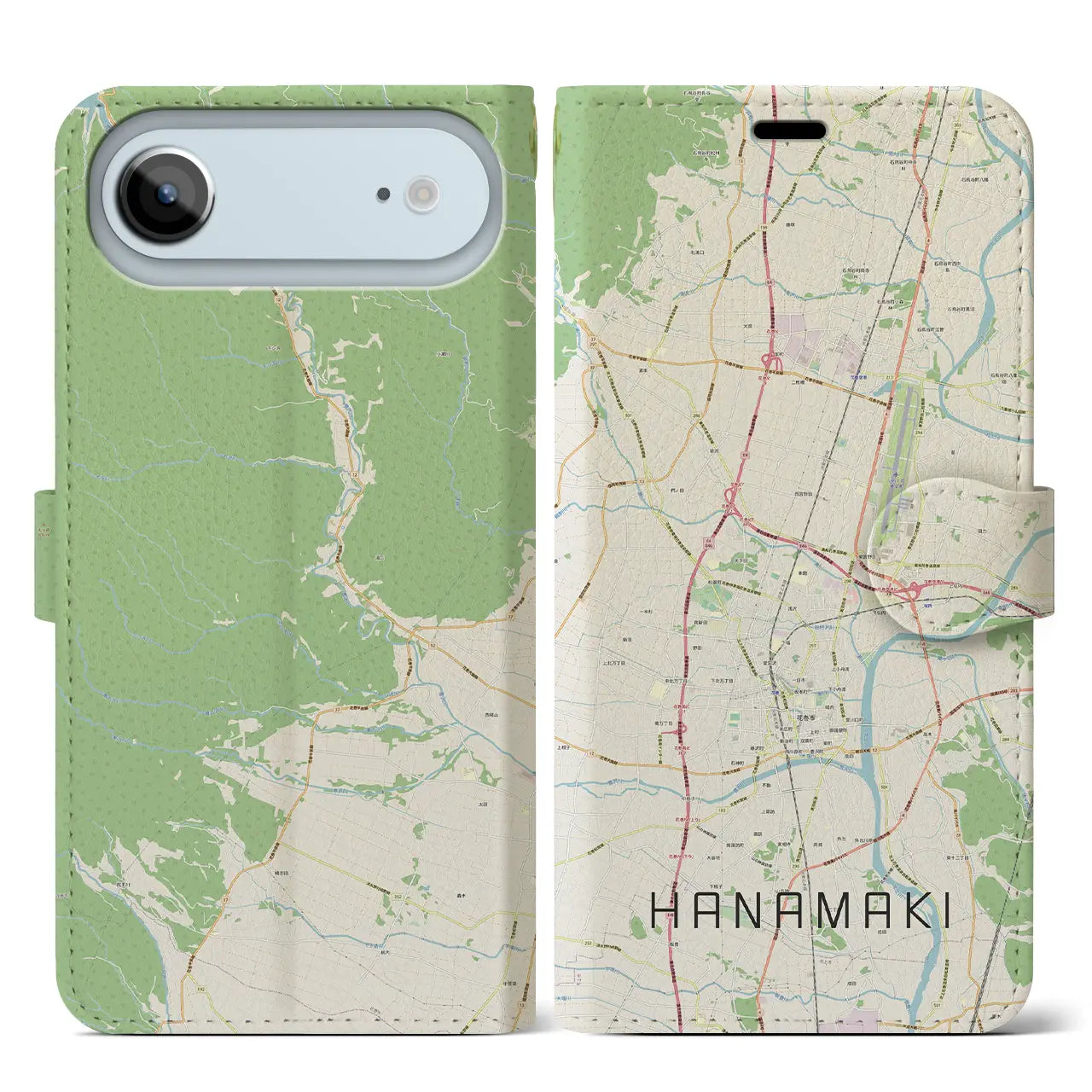 【花巻（岩手県）】地図柄iPhoneケース（手帳タイプ）