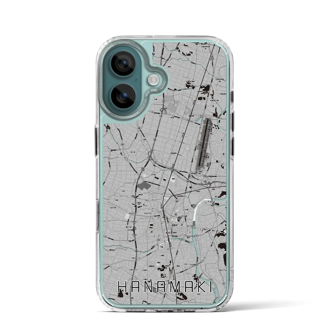 【花巻（岩手県）】地図柄iPhoneケース（MagSafeタイプ）モノトーン・iPhone 16 Pro 用