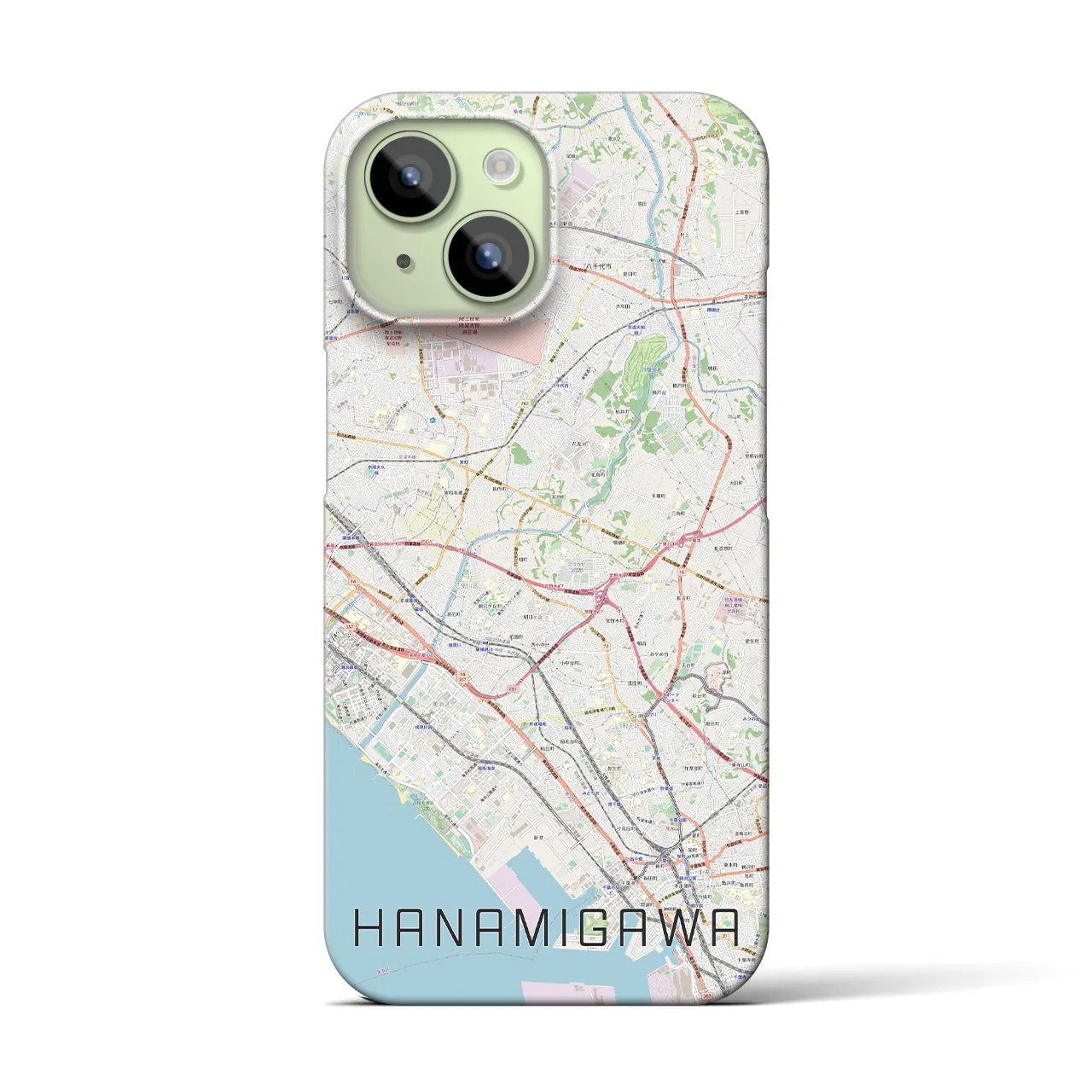 【花見川（千葉県）】地図柄iPhoneケース（バックカバータイプ）