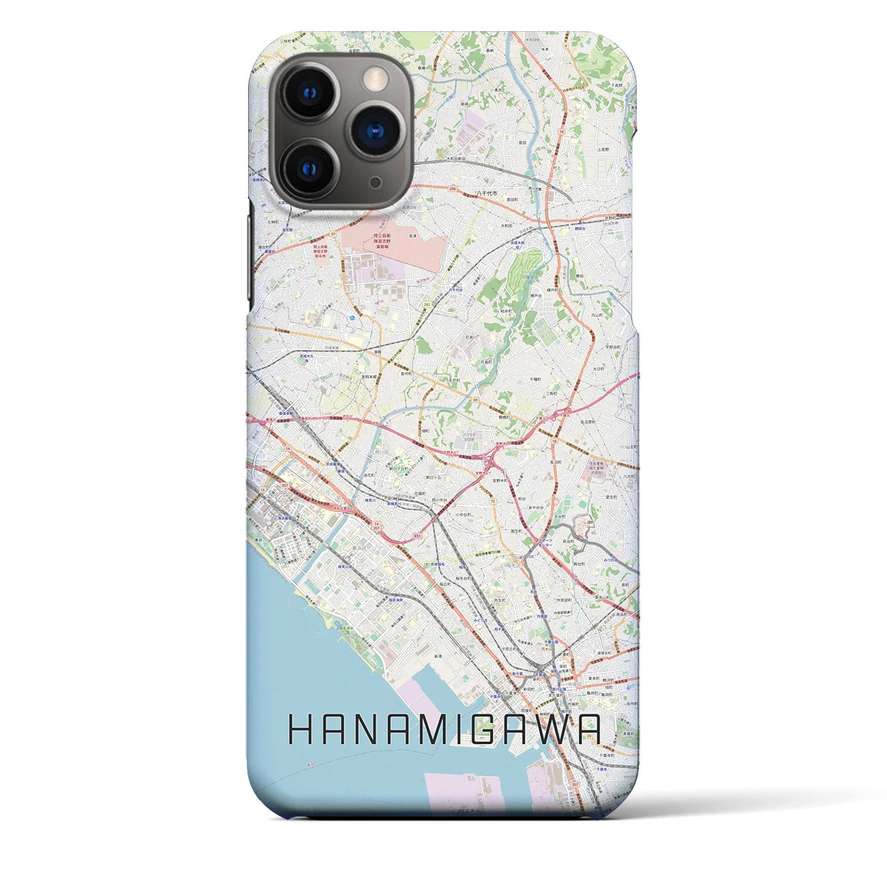 【花見川（千葉県）】地図柄iPhoneケース（バックカバータイプ）