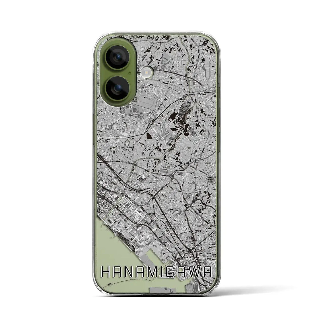 【花見川（千葉県）】地図柄iPhoneケース（クリアタイプ）モノトーン・iPhone 17 Pro Max 用