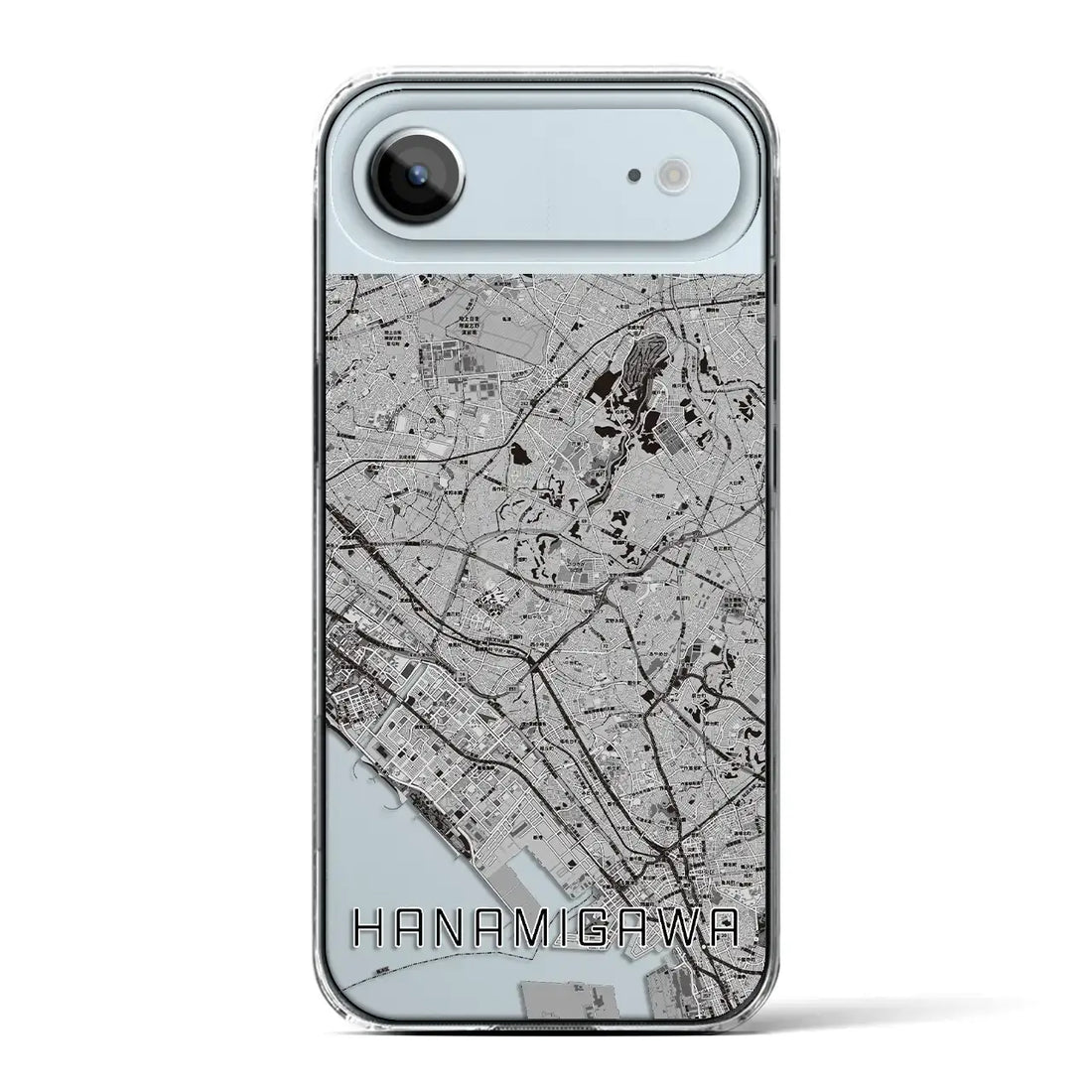 【花見川（千葉県）】地図柄iPhoneケース（クリアタイプ）モノトーン・iPhone 17 Pro Max 用