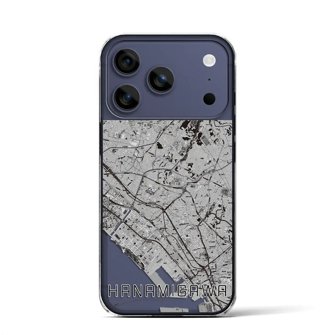 【花見川（千葉県）】地図柄iPhoneケース（クリアタイプ）モノトーン・iPhone 17 Pro Max 用
