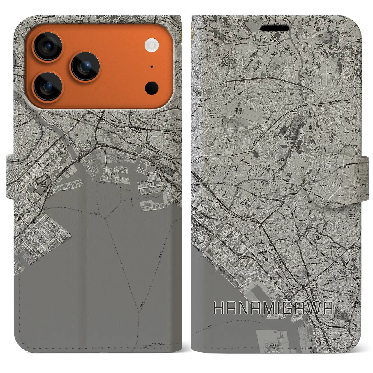 【花見川（千葉県）】地図柄iPhoneケース（手帳タイプ）